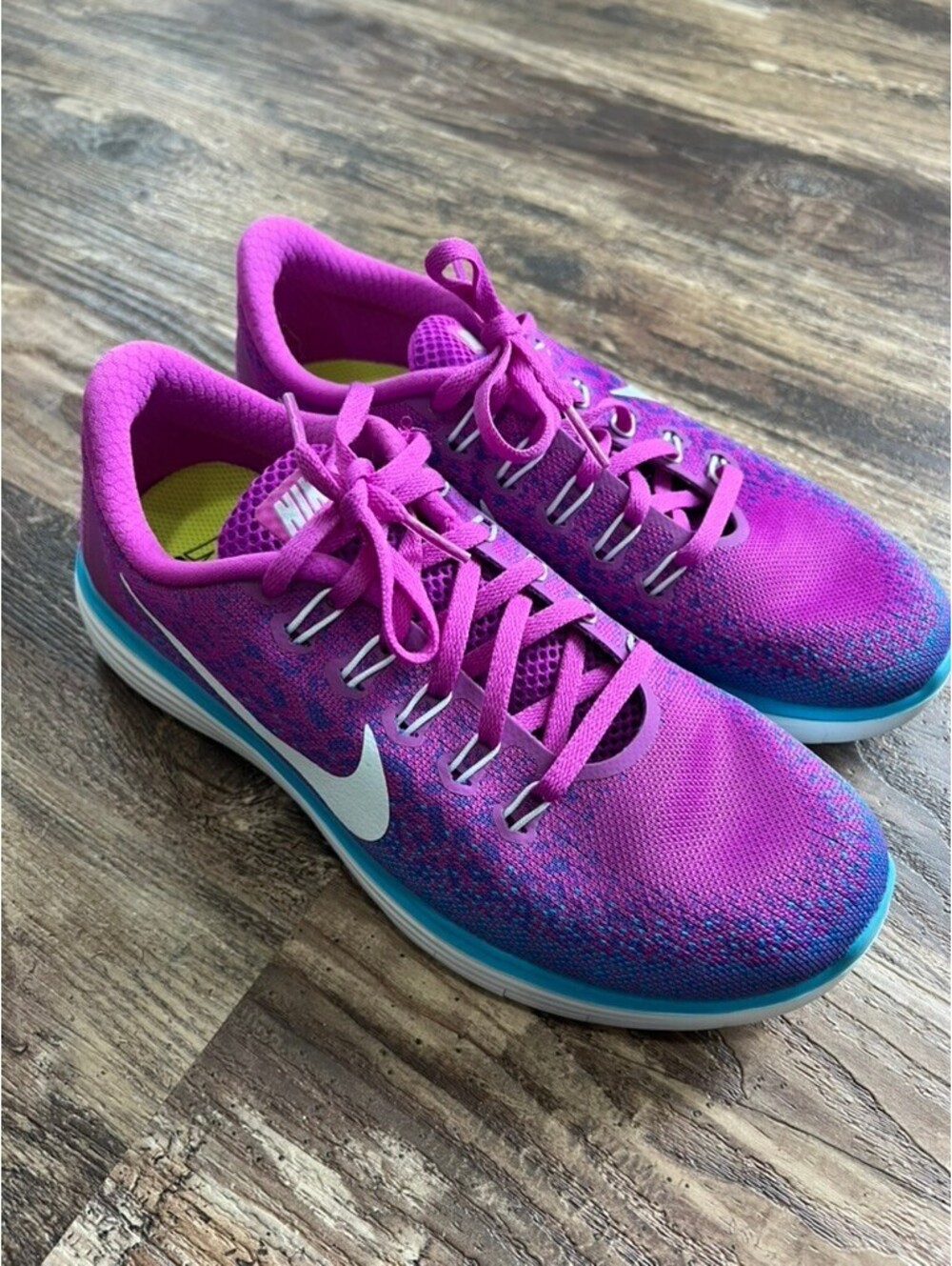Nike Free RN Distance Womens 8 Purple Blue Running Shoes 827116-501 Sneakers